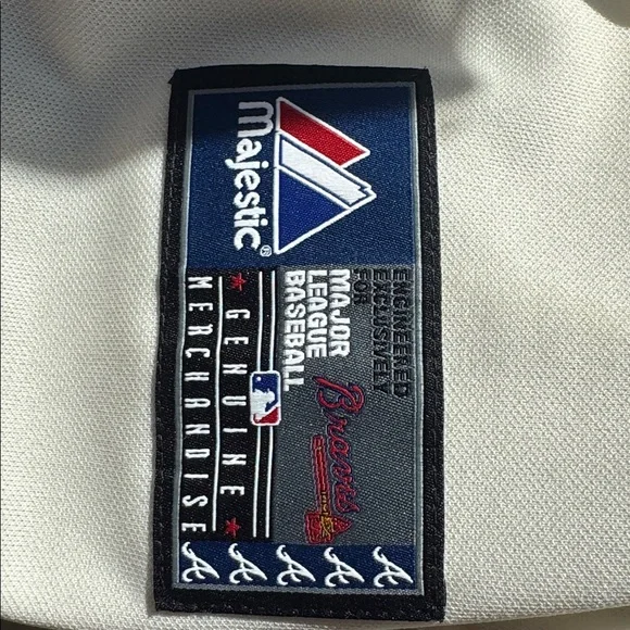 Majestic Braves Cream Short-Sleeve Baseball Jersey - Picture 3 of 6